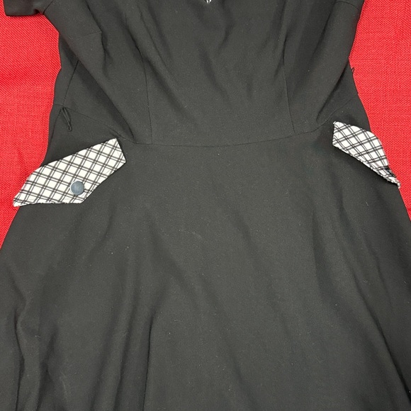 Tatyana Black Dress with Checkered Details - Picture 3 of 4